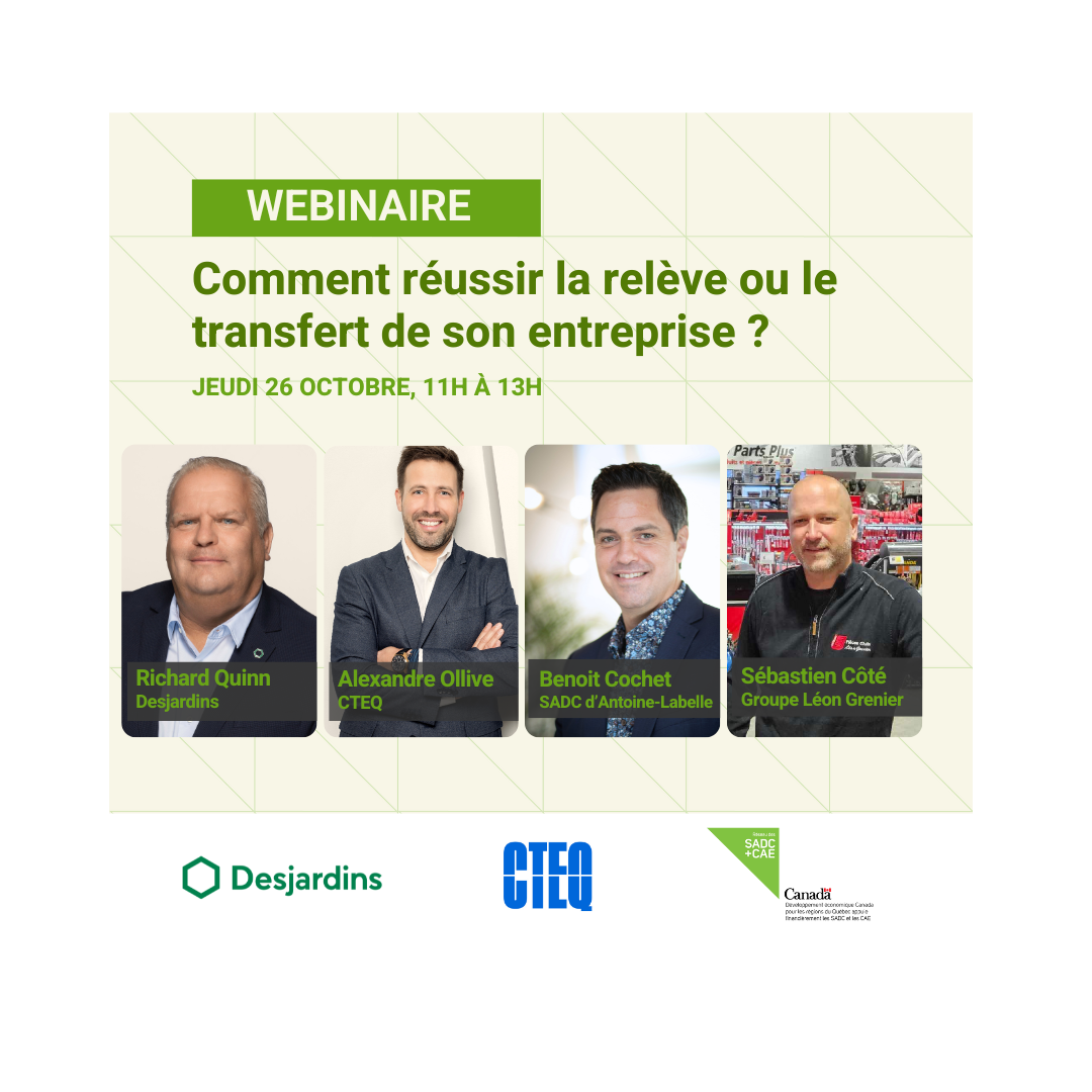 Webinaire : Comment réussir la relève ou le transfert de son entreprise